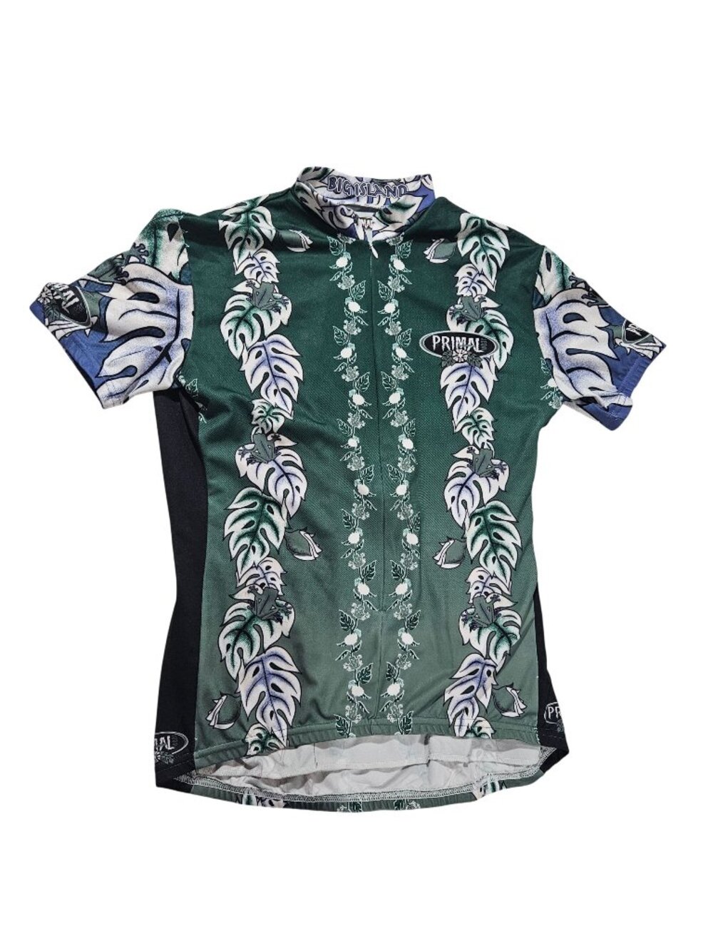 Big Island Womens Cycling Jersey XL Primal Wear Tropical Leaf Print Green/Blue